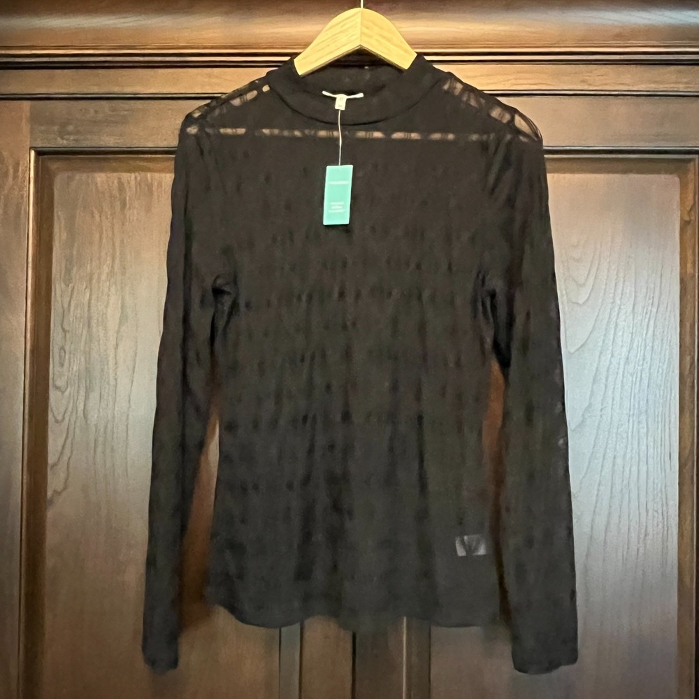 NWT Maurices Sheer Mock Neck Nylon Top Size M Goth Whimsigoth Grunge Indie